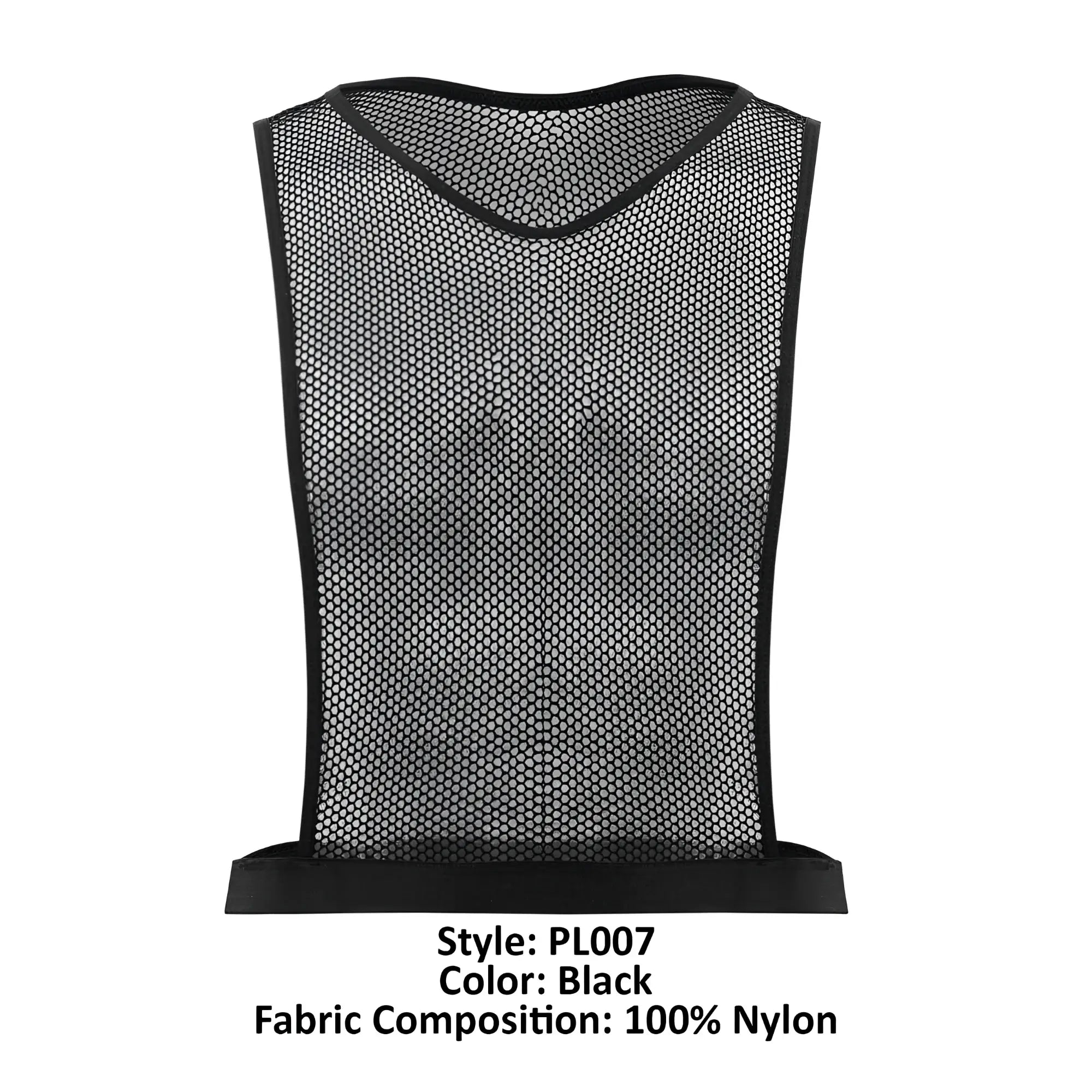 Black mesh training vest plural pl007 crop top with v-neck elasticated hem made of 100 nylon