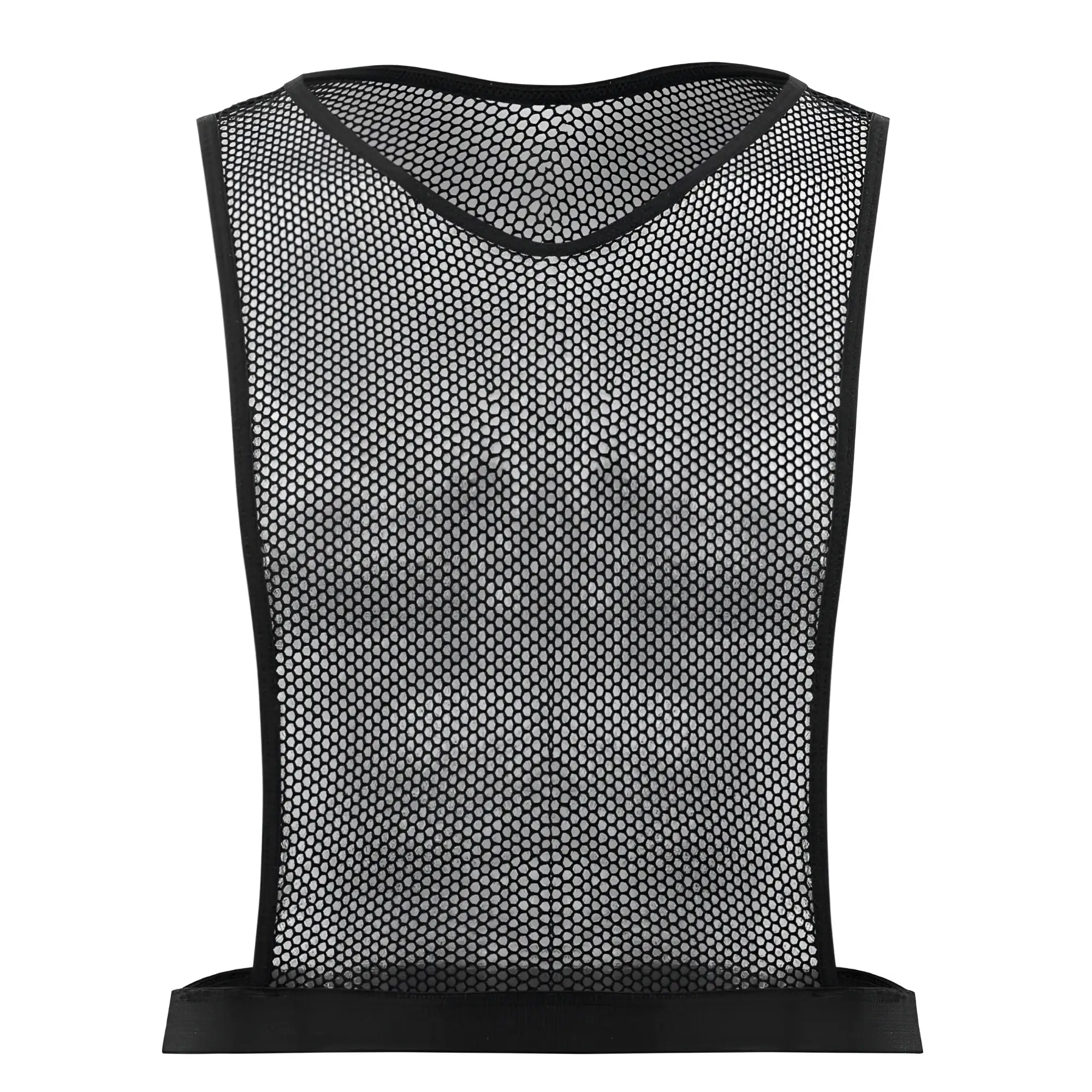 Black mesh training vest crop top with reinforced elastic trim for sports and activewear by plural pl007