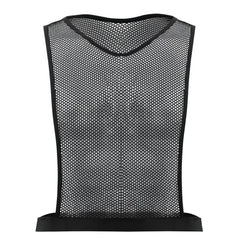 Black mesh training vest crop top with reinforced elastic trim for sports and activewear by plural pl007