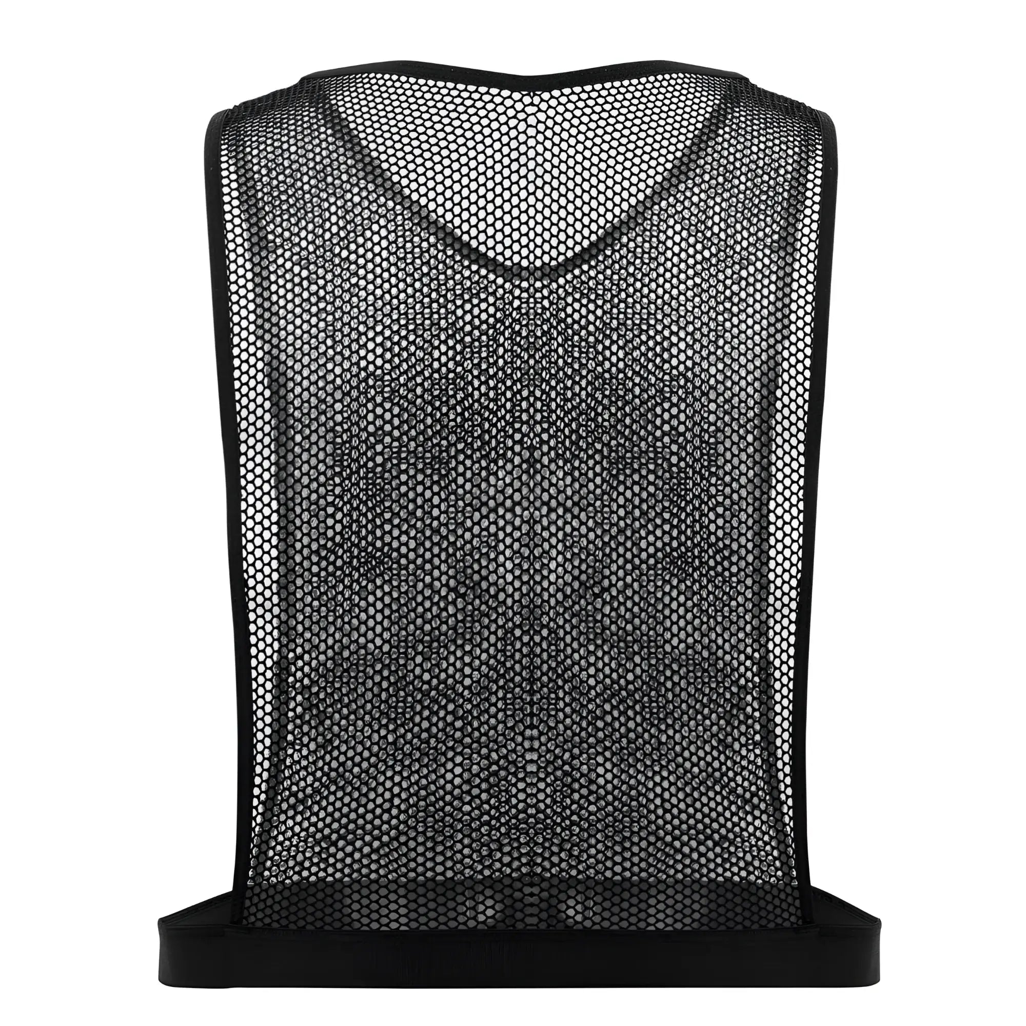 Black mesh training vest plural pl007 crop top with v-neck and elasticated waistband in black color