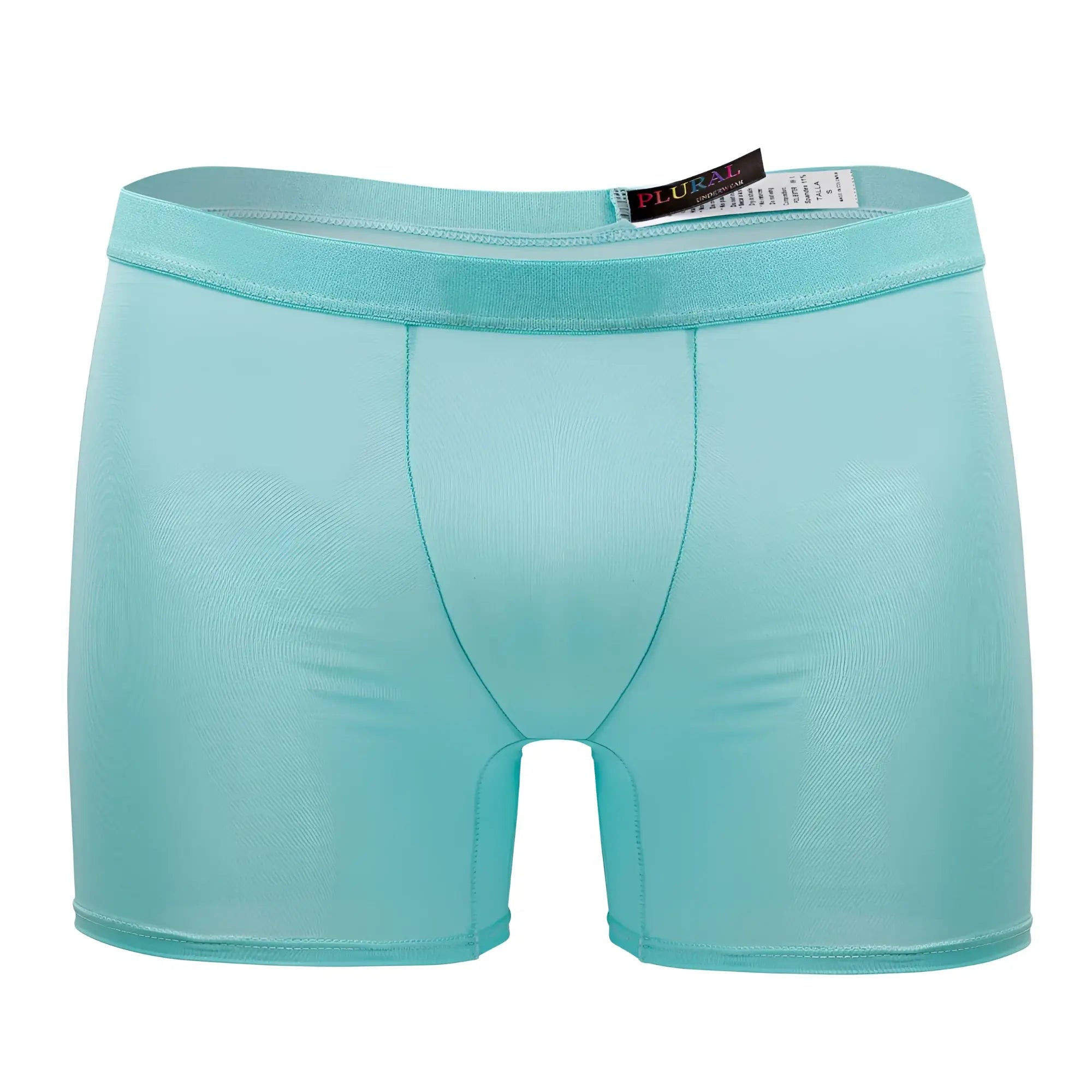 Light blue plural pl008 boxer briefs in smooth ribbed fabric with elastic waistband color mint green