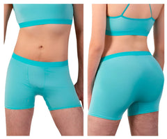 Turquoise seamless boxer briefs with matching elastic waistband in PLURAL PL008 trunks color mint green style