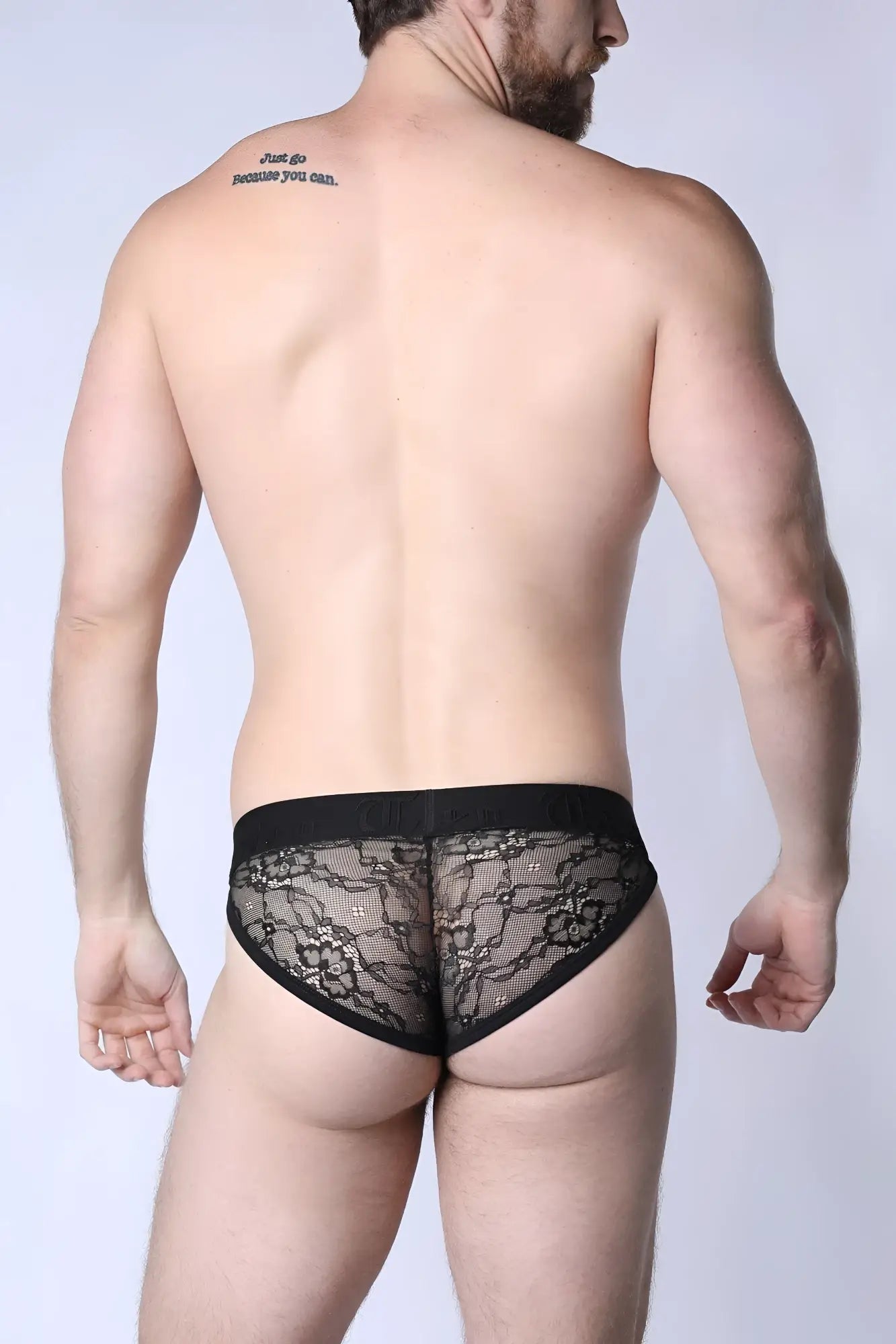 Black lace positano bikini brief with sheer floral pattern and elastic waistband for comfortable fit
