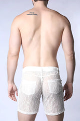 White lace shorts positano lace short with floral pattern and two front pockets for casual summer wear