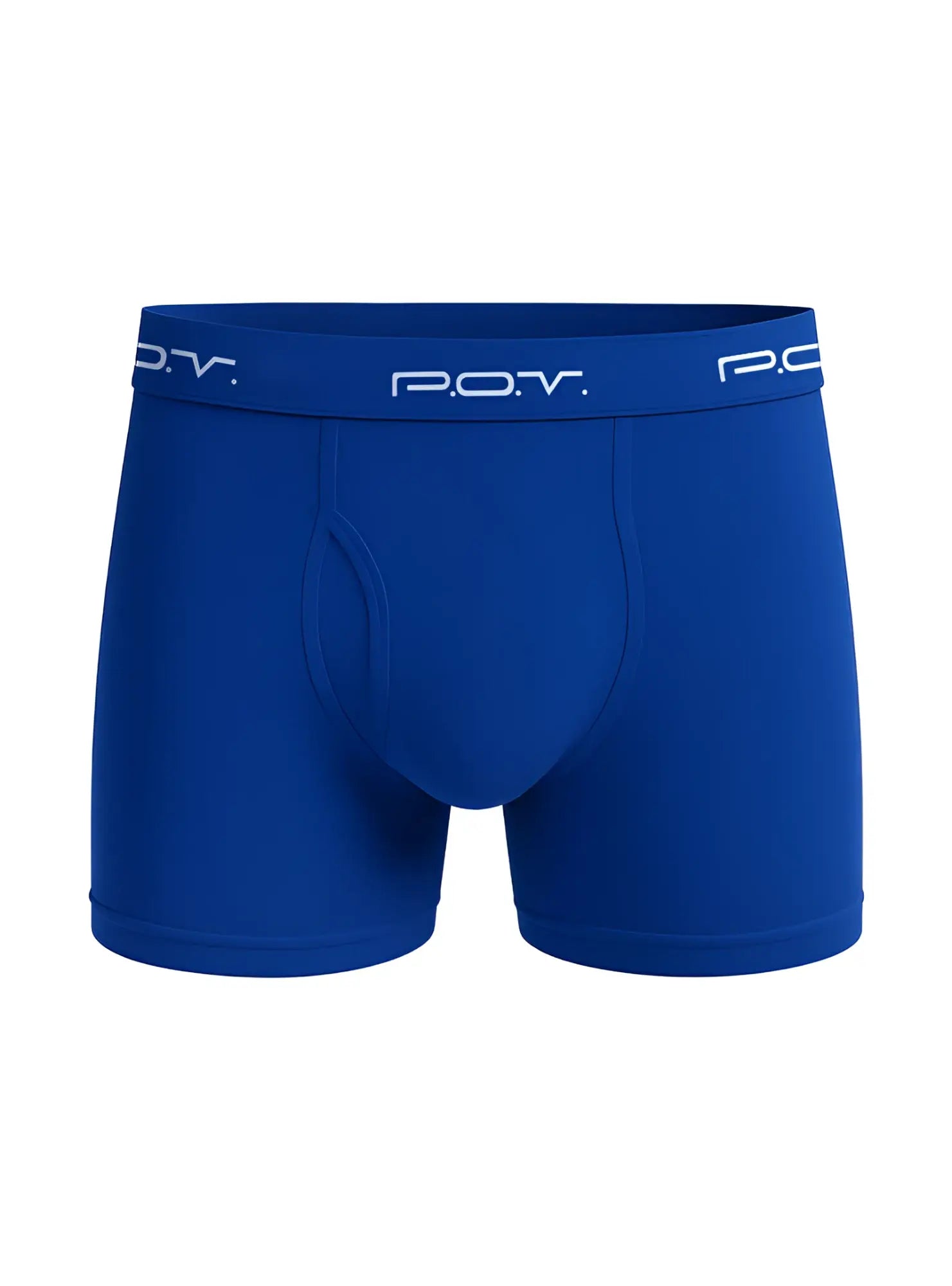 Royal blue pov flyfront cotton boxer showing front view with comfortable breathable fabric for everyday wear