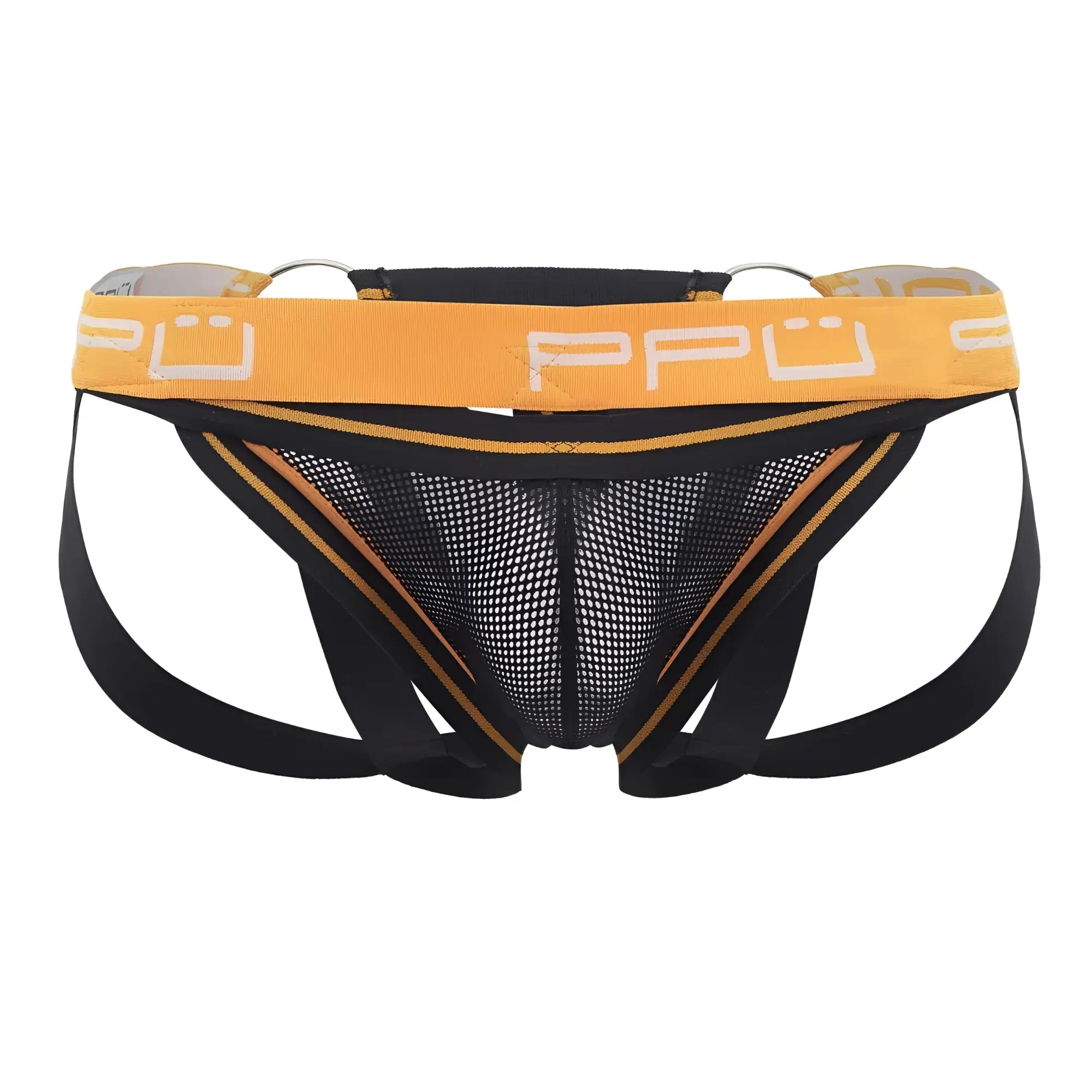 Black and orange mesh briefs with branded waistband from ppu 2305 mesh jockstrap color orange collection