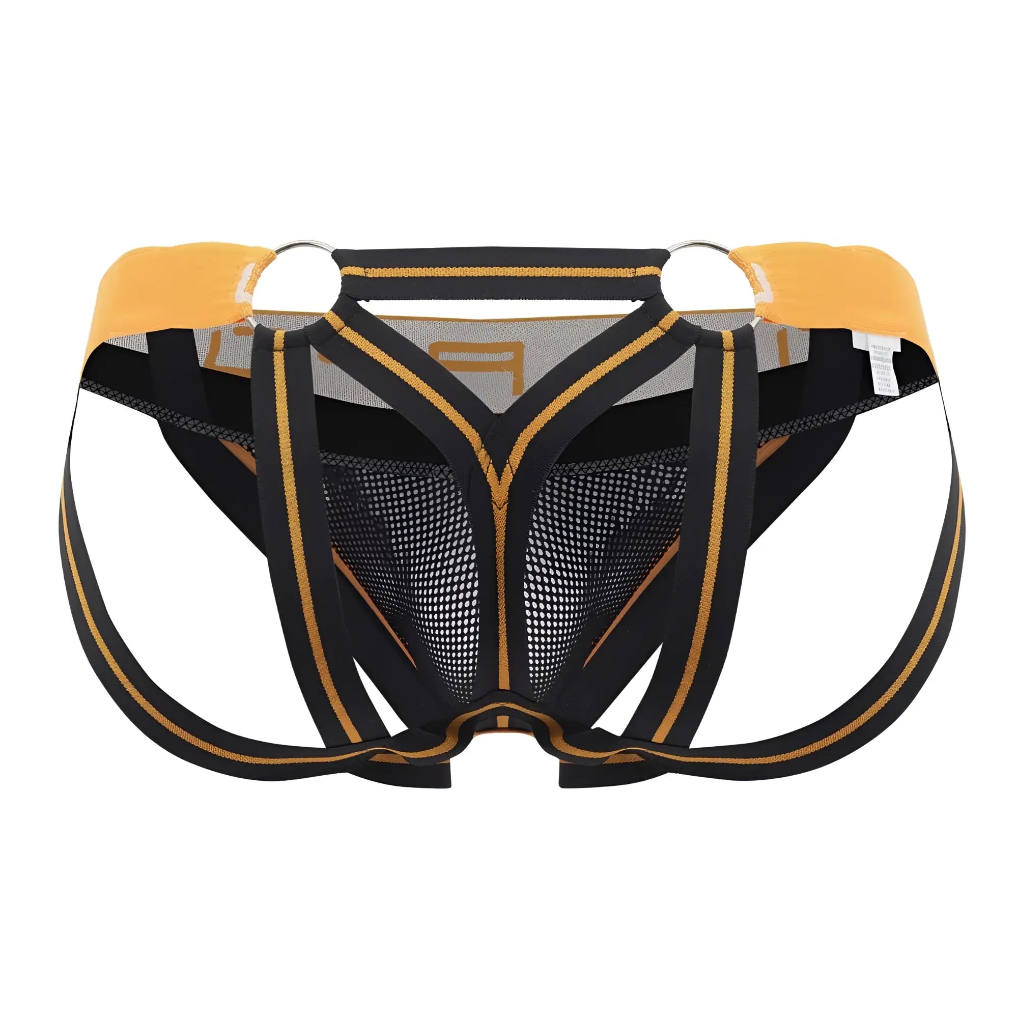 Black and gold mesh athletic briefs with reinforced straps from ppu 2305 mesh jockstrap color orange collection