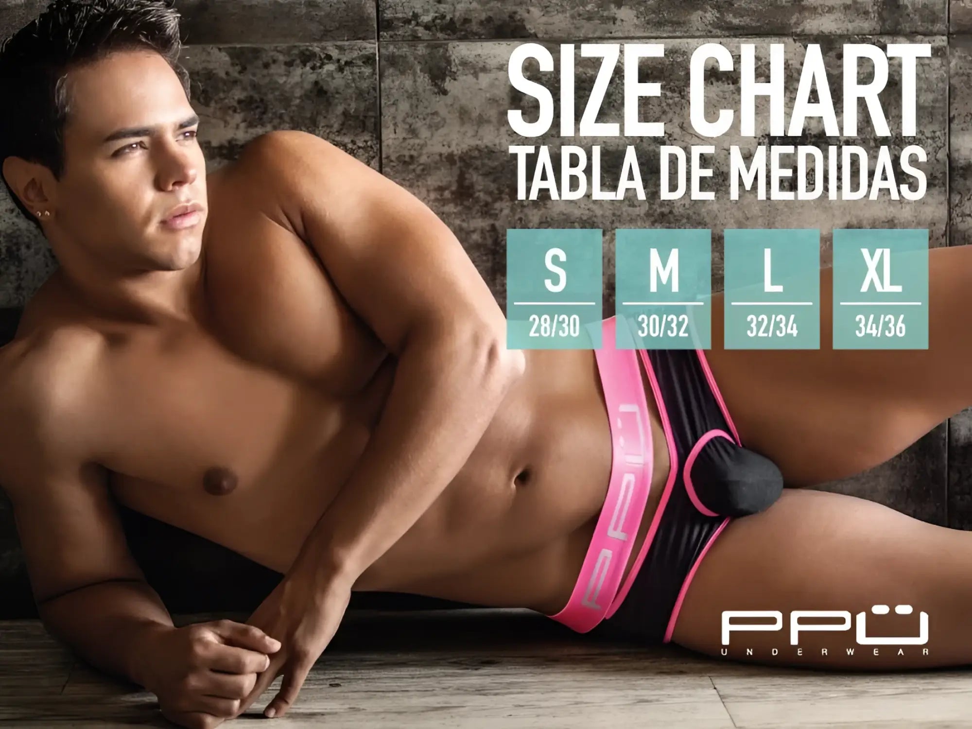 Pink and black athletic briefs with bold design in ppu 2305 mesh jockstrap color orange front view