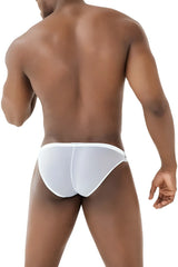 White ppu 2312 mesh bikini briefs with a sleek minimalist design and form fitting fit in breathable mesh material
