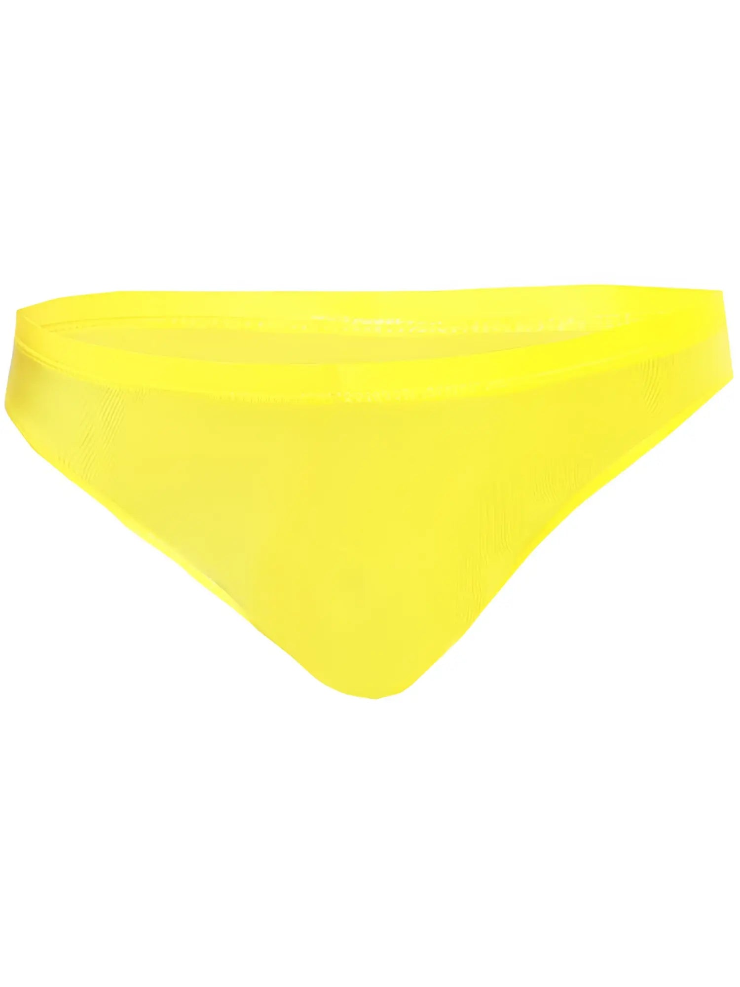 Bright yellow pride bikini bottom with smooth stretchy fabric and seamless finish for comfortable wear