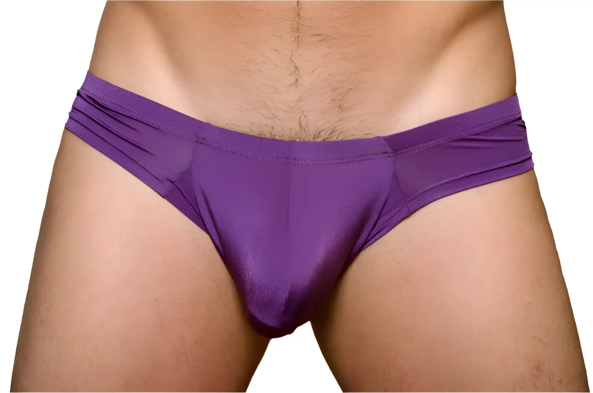 Purple satin pride cheeky metro briefs with smooth glossy finish and contoured plus pouch design