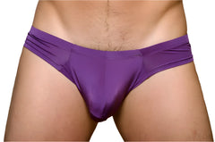 Purple satin pride cheeky metro briefs with smooth glossy finish and contoured plus pouch design