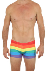 Pride hot short rainbow-striped men’s briefs with snug form-fitting design for comfortable daily wear