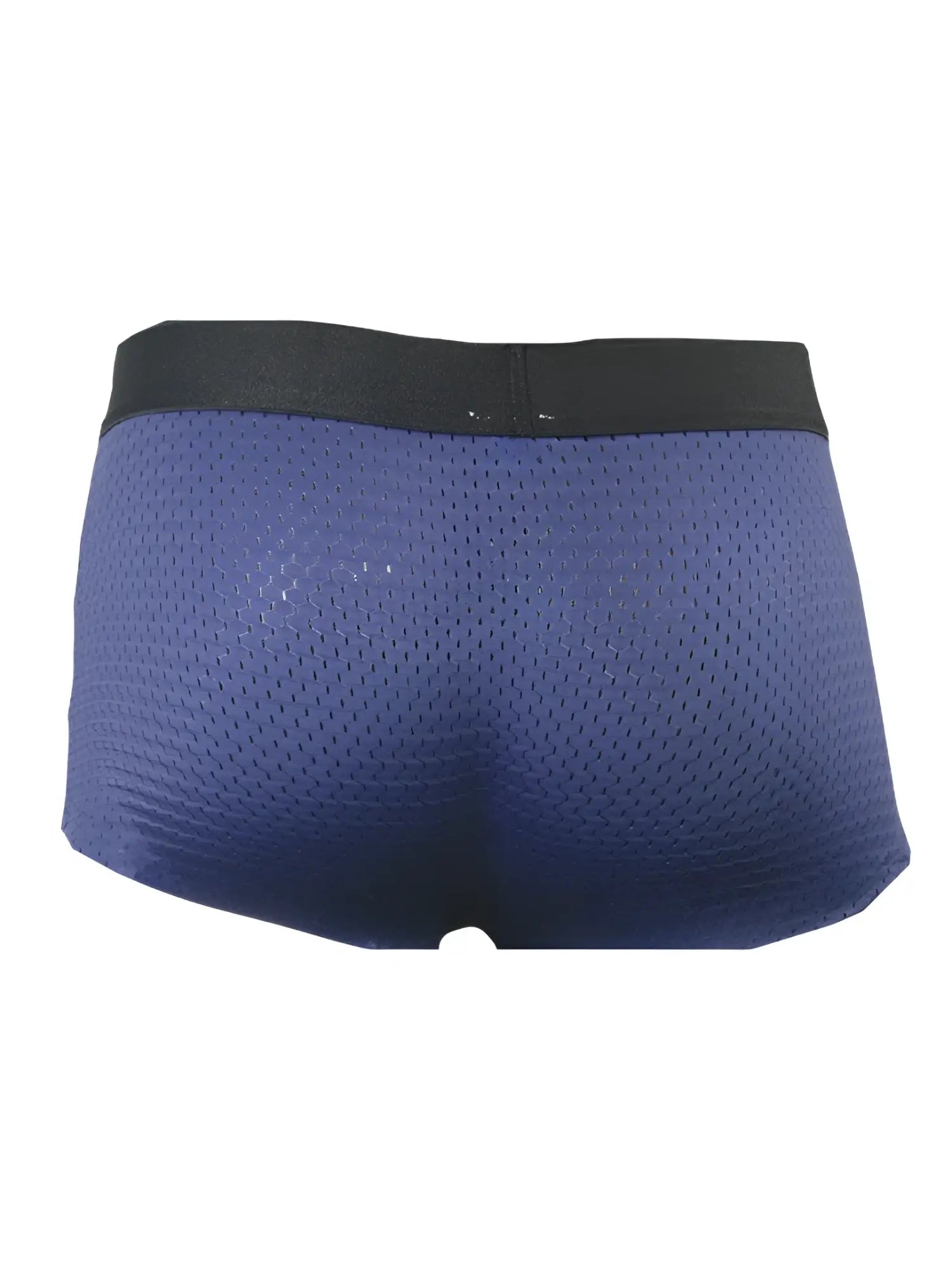 Blue mesh athletic briefs with a black elastic waistband pride mesh trunk designed for active everyday wear