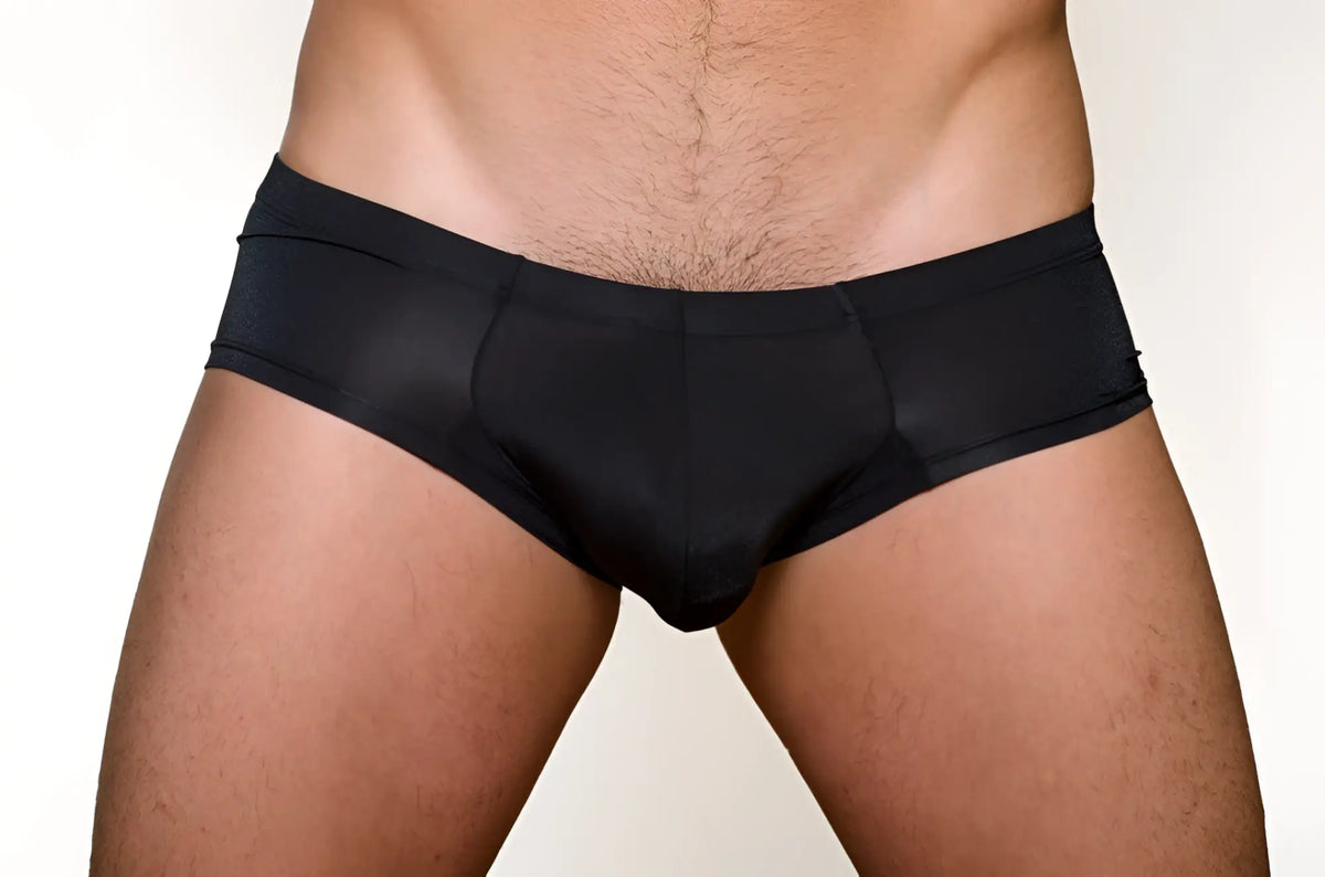 Black pride metro bunz boxer briefs with plus pouch in smooth form-fitting fabric and subtle textured pattern