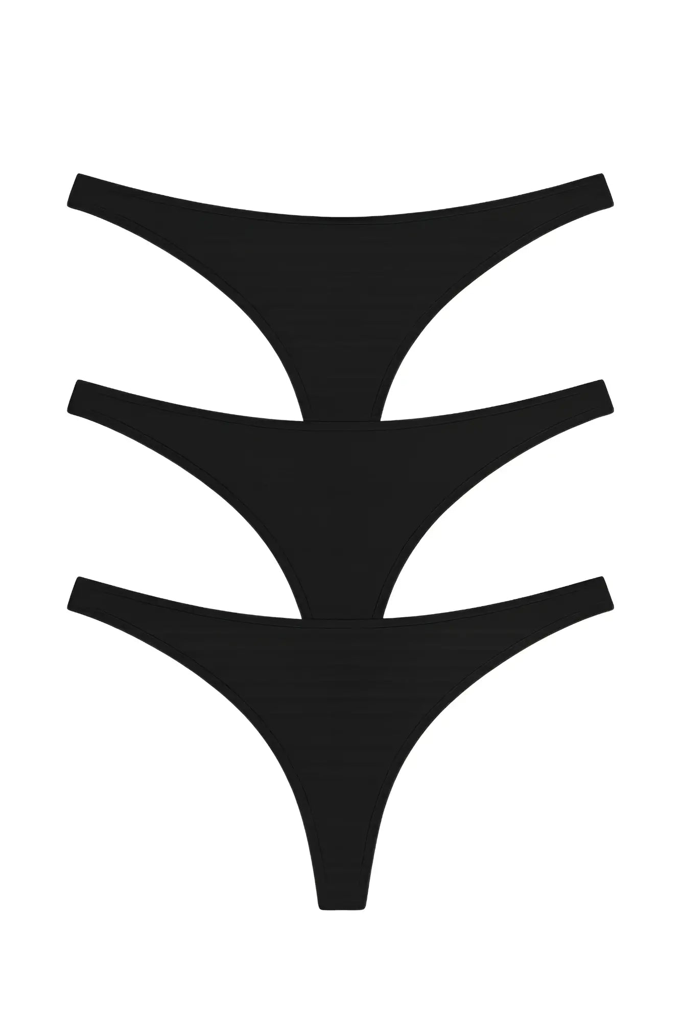 Black stylized logo with three curved arms on pride metro rio bikini 3-pack swimwear front side