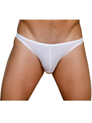 White sheer mesh briefs with narrow waistband and minimal coverage in the pride metro rio bikini 3-pack
