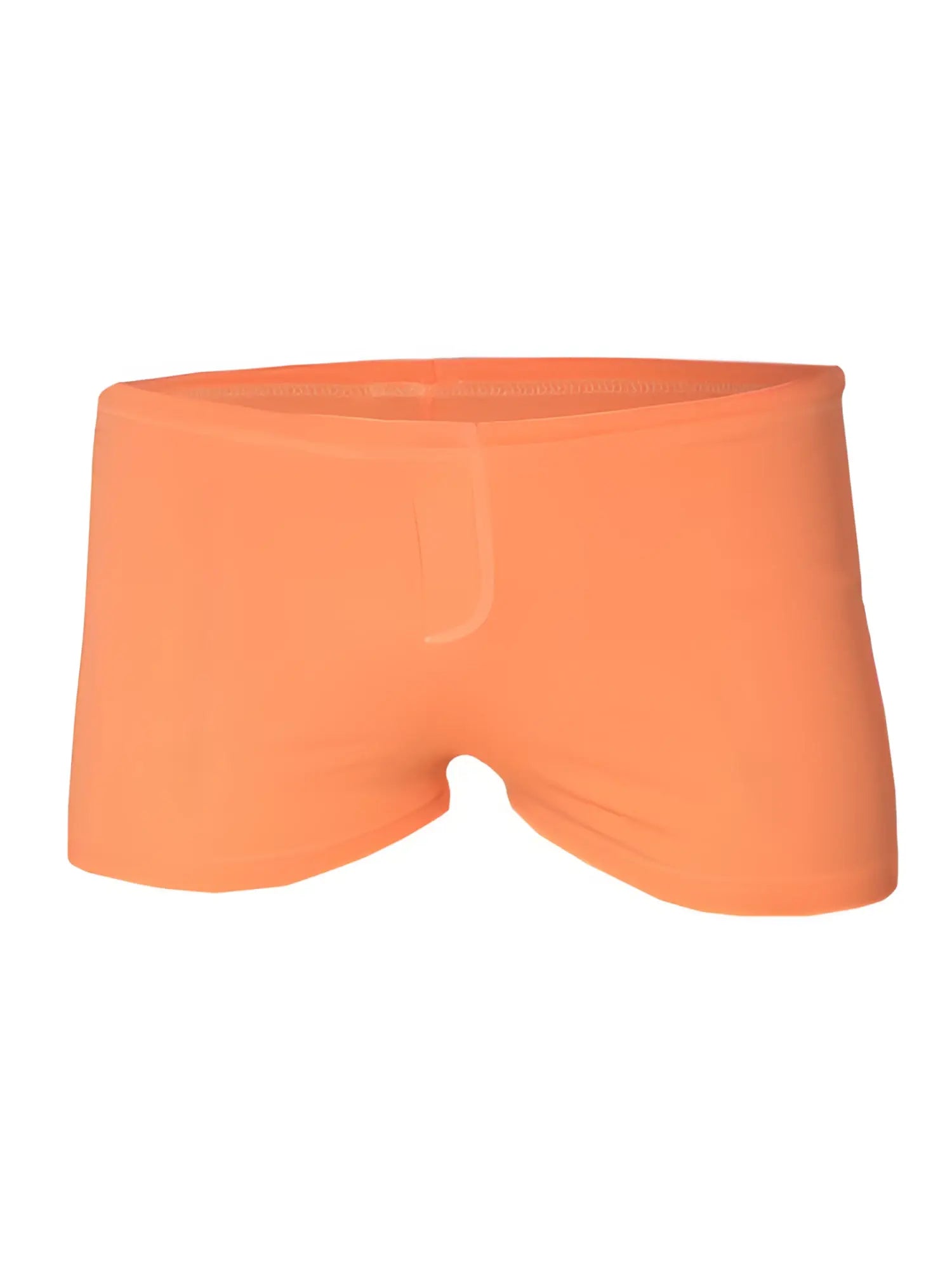 Bright orange pride square trunk swim trunks with smooth stretchy fabric and minimalist design