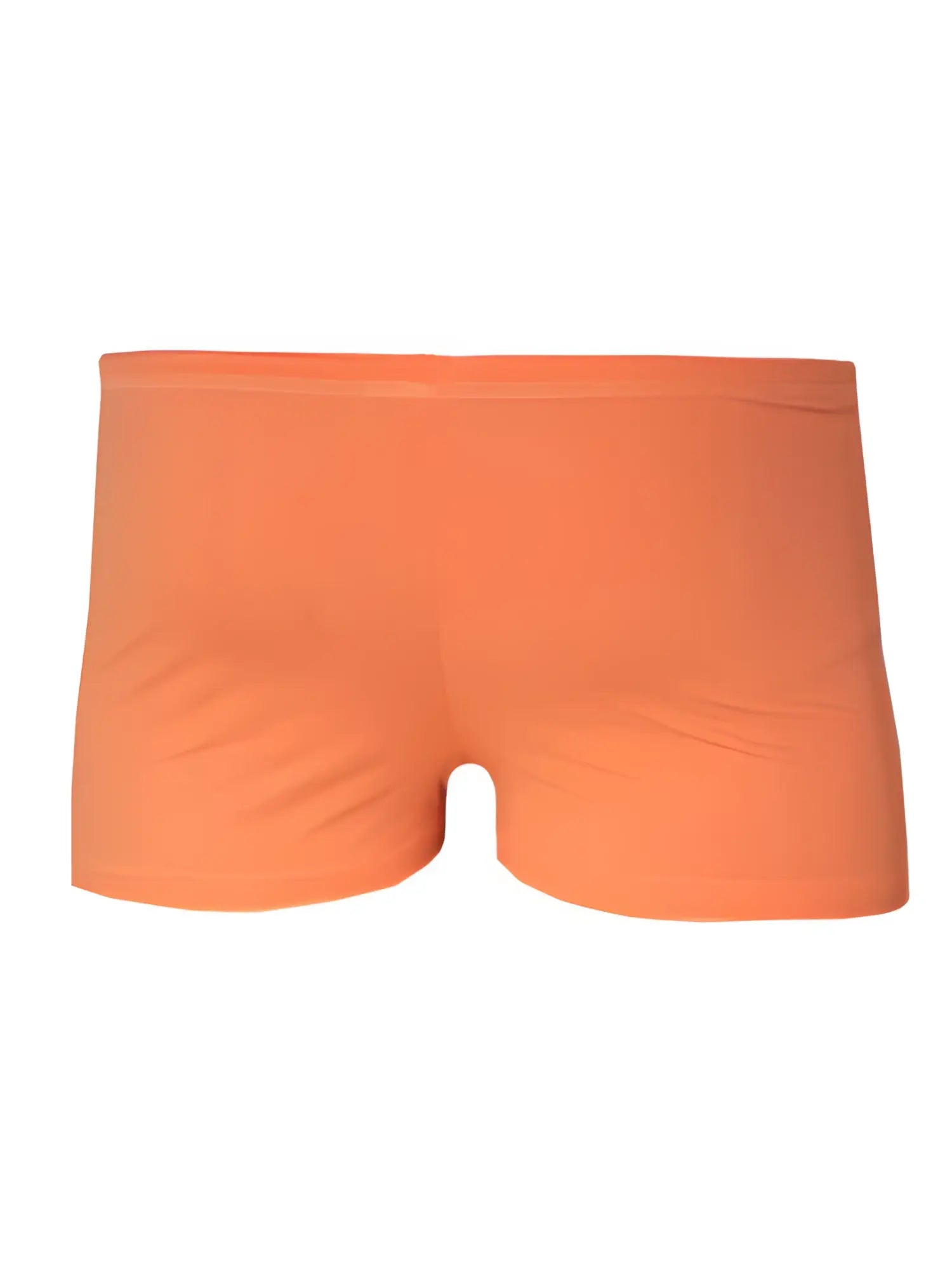 A pair of pride square trunk solid orange briefs made of smooth stretchy fabric with a minimalist design