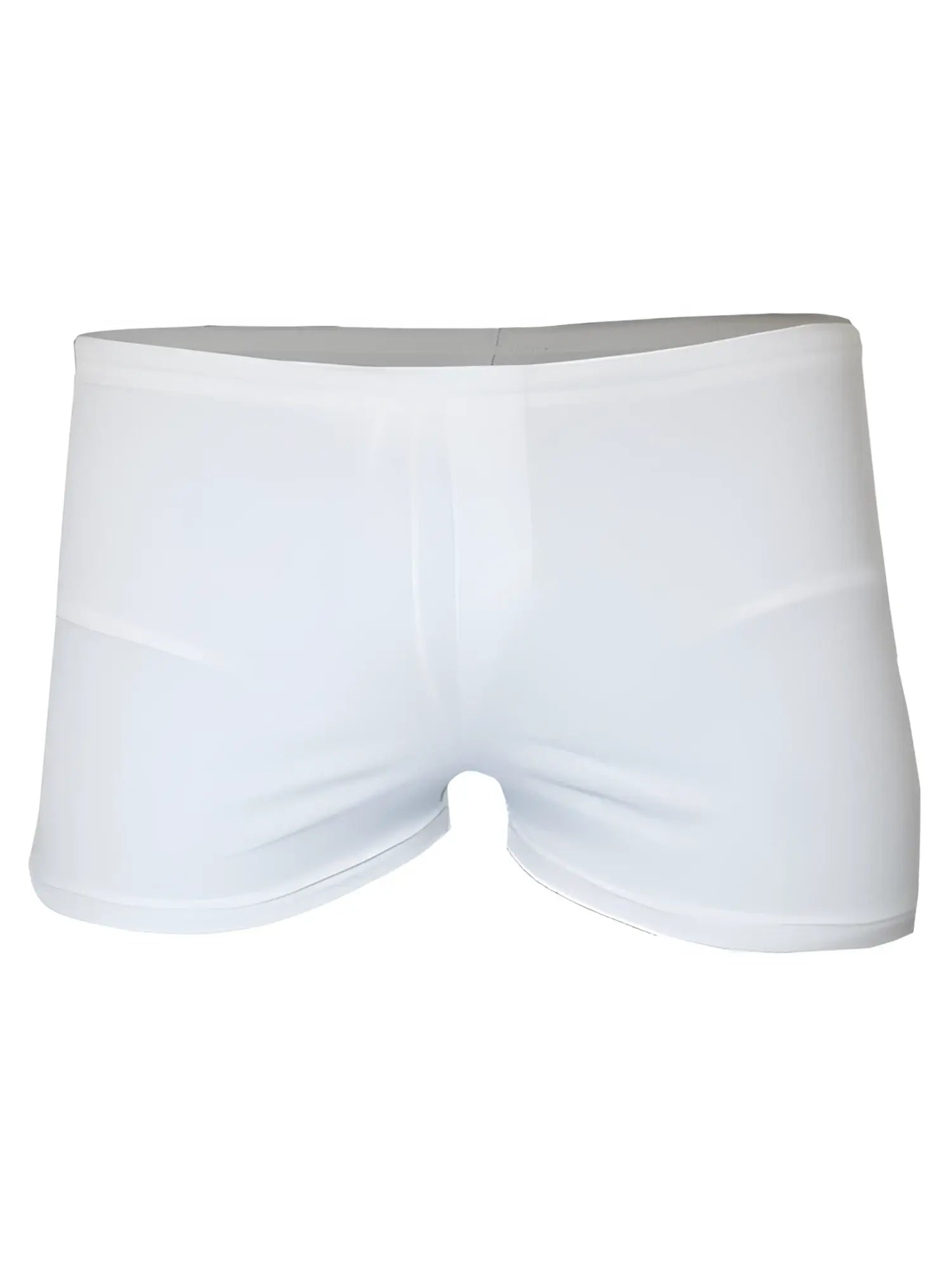 White pride square trunk swim trunks with seamless smooth fabric and subtle waistband detail in a form-fitting cut