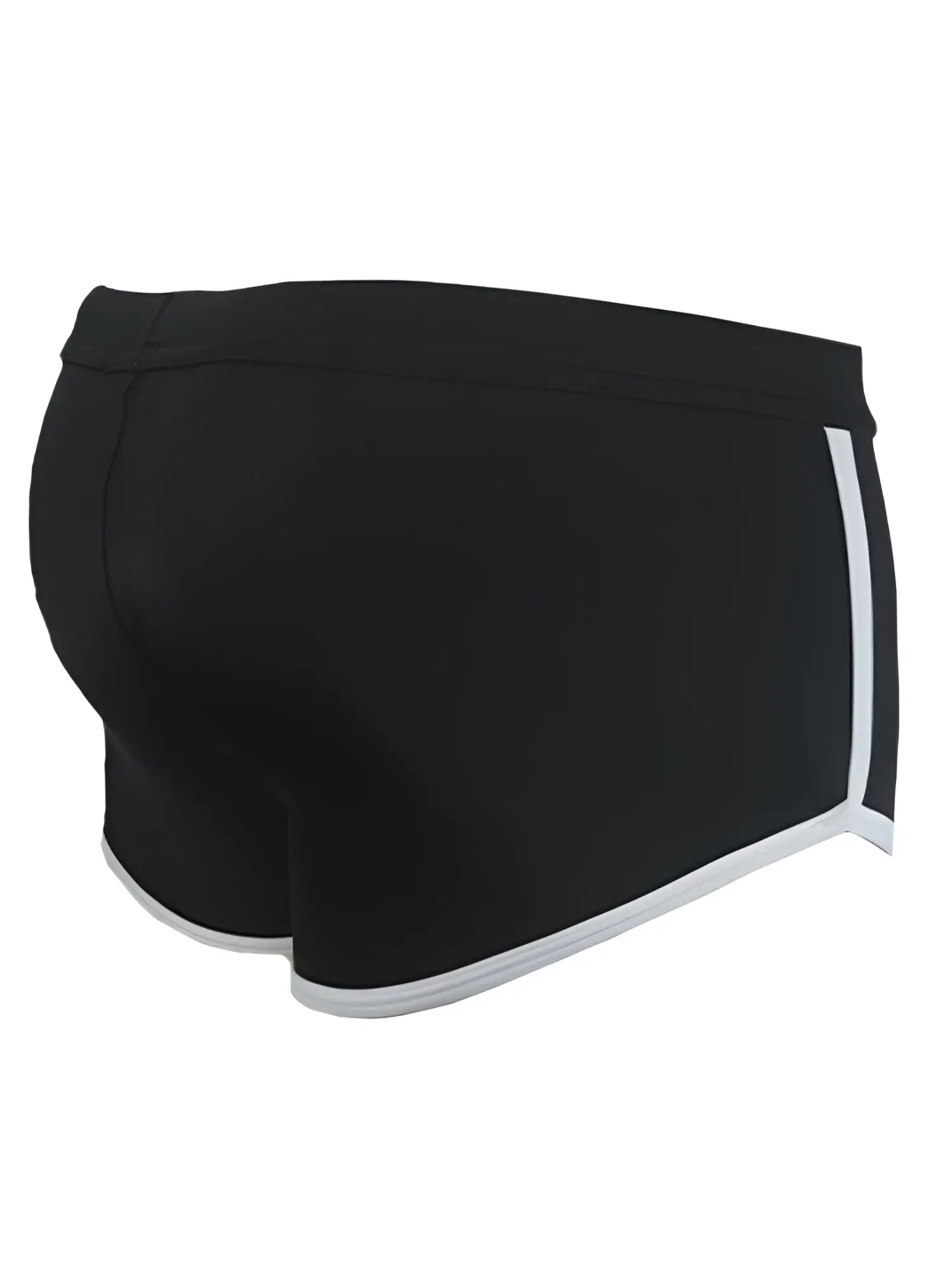 Black pride vince trunk athletic shorts with white side stripes and white trim along the hem for sportswear