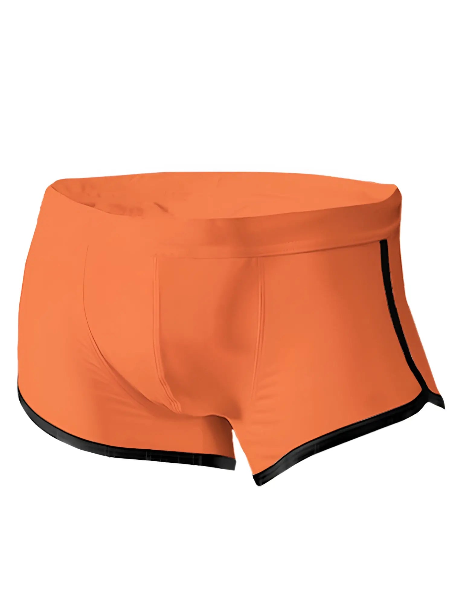 Bright orange pride vince trunk boxer briefs with black trim along waistband and leg openings