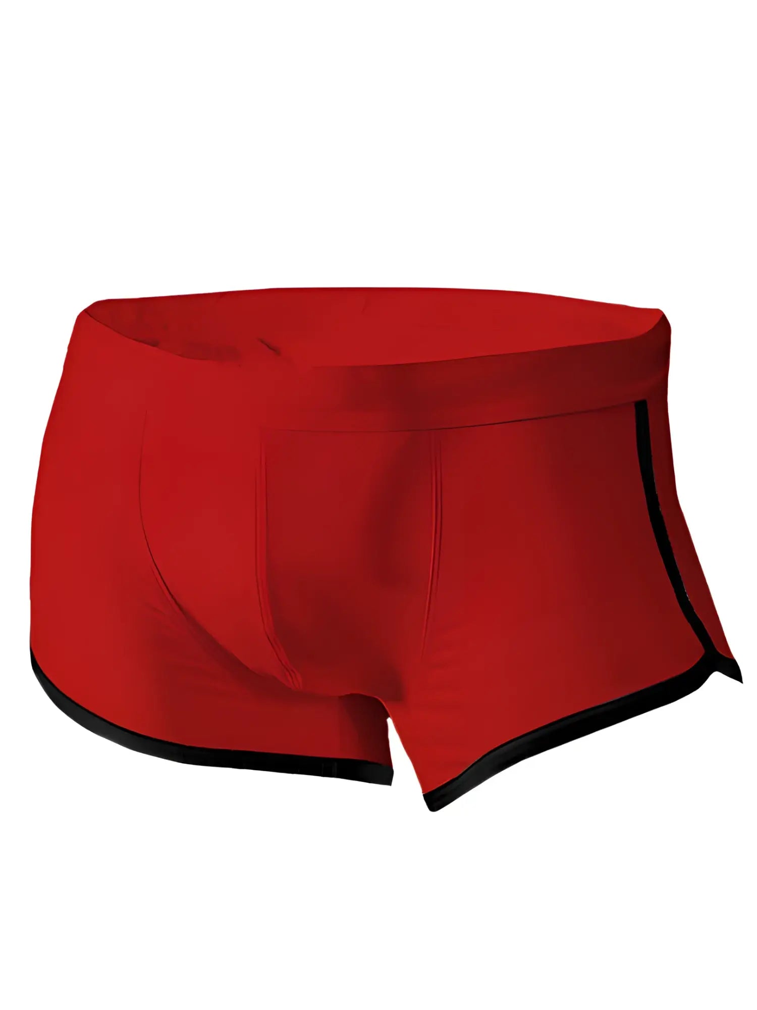 Pride vince trunk red men’s boxer briefs with black trim on waistband and leg openings for comfortable wear