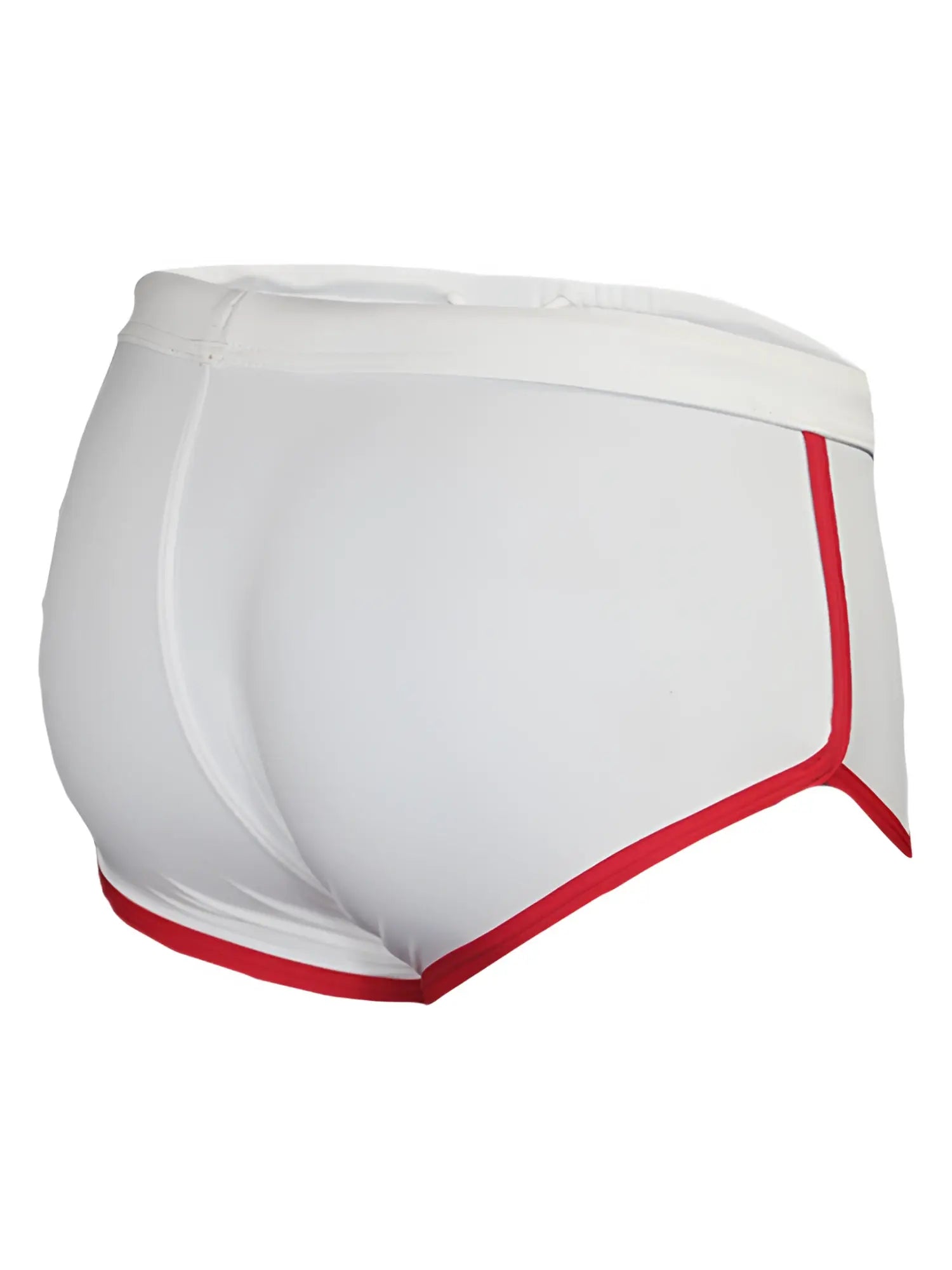 White pride vince trunk briefs with red trim along waistband and leg openings for comfortable wear