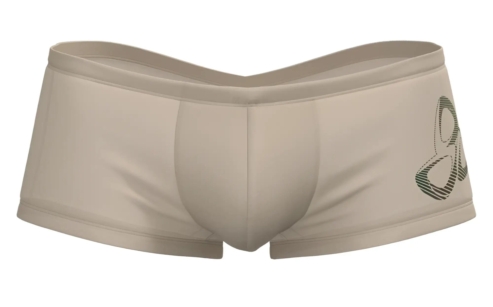 Beige men’s briefs private structure brut4390 bare hipster nude with a subtle green logo on the side
