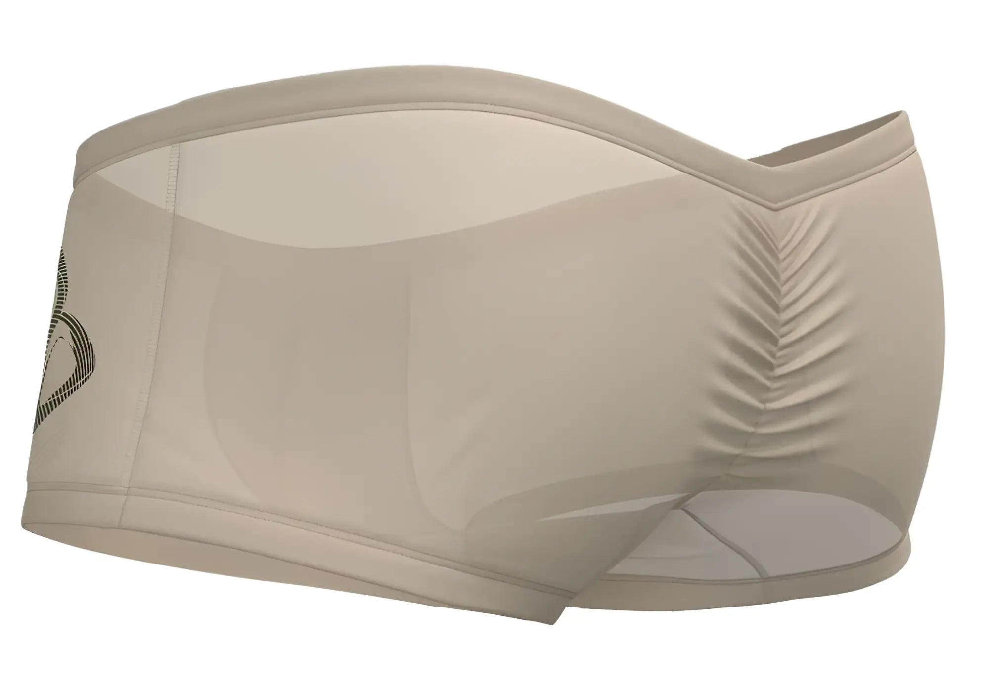 Beige seamless briefs with subtle textured pattern and small logo on side from private structure brut4390 bare hipster nude