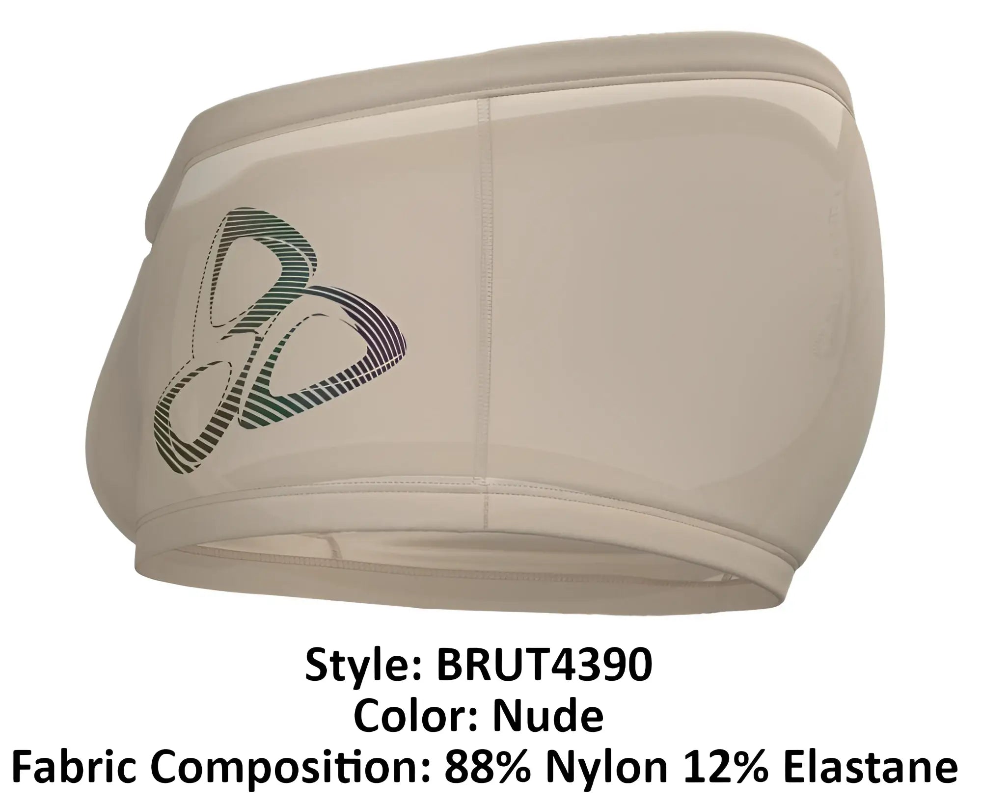 Nude-colored stretchy nylon and elastane briefs with a subtle gradient logo on the side by Private Structure