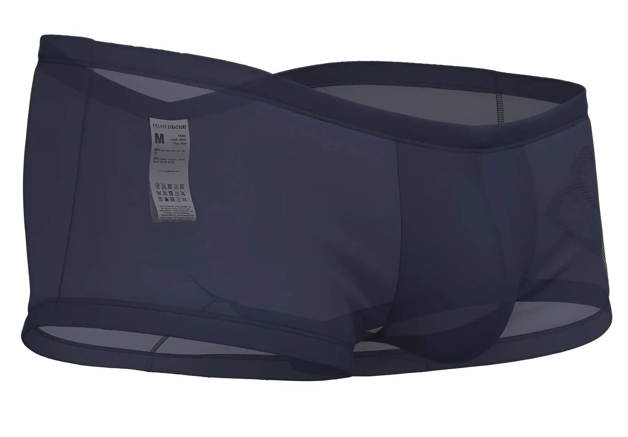 Dark navy blue mesh boxer briefs with supportive contoured design and reinforced waistband by private structure