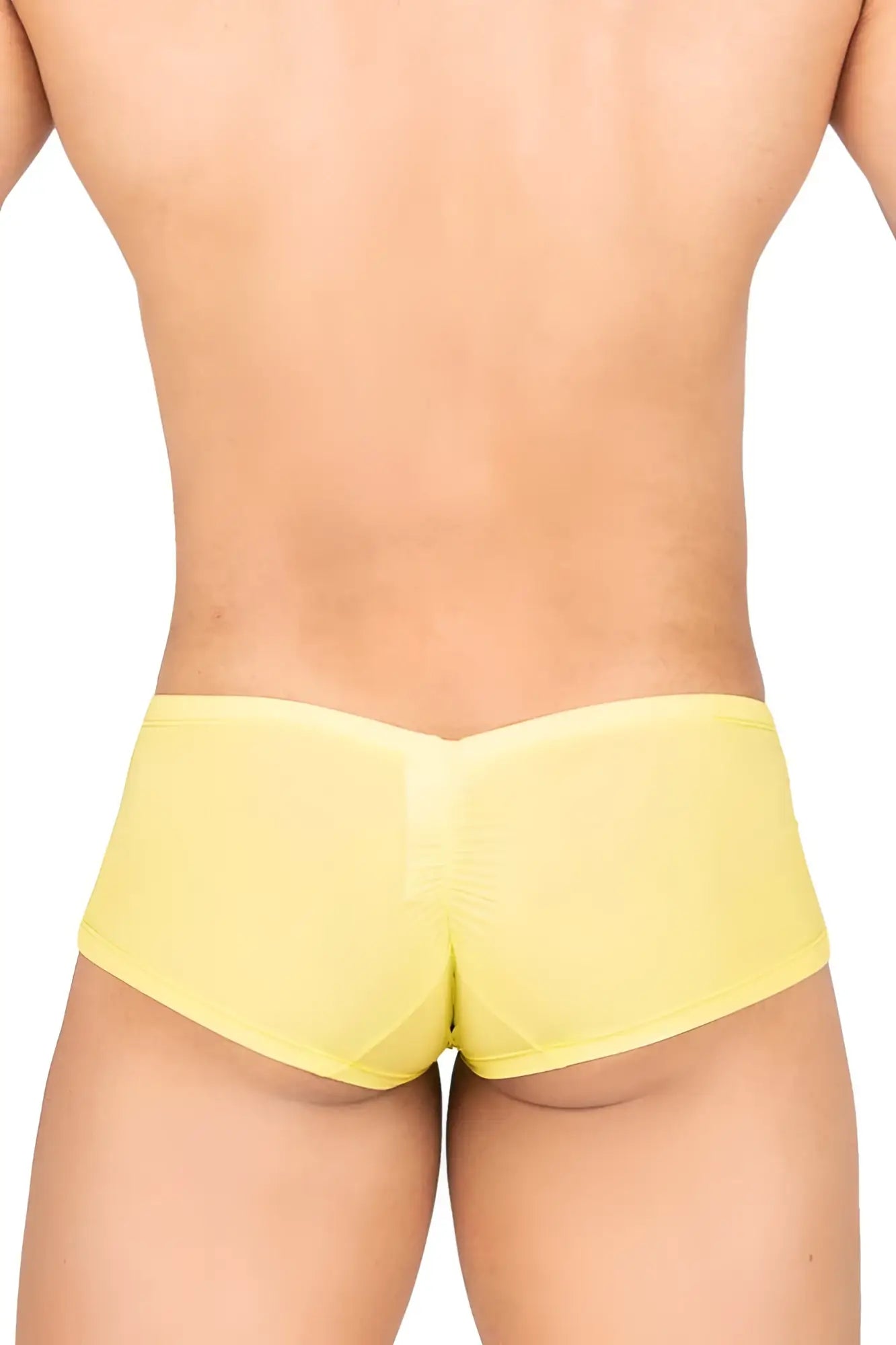 Bright yellow sheer mesh briefs from private structure brut4390 bare hipster collection front view