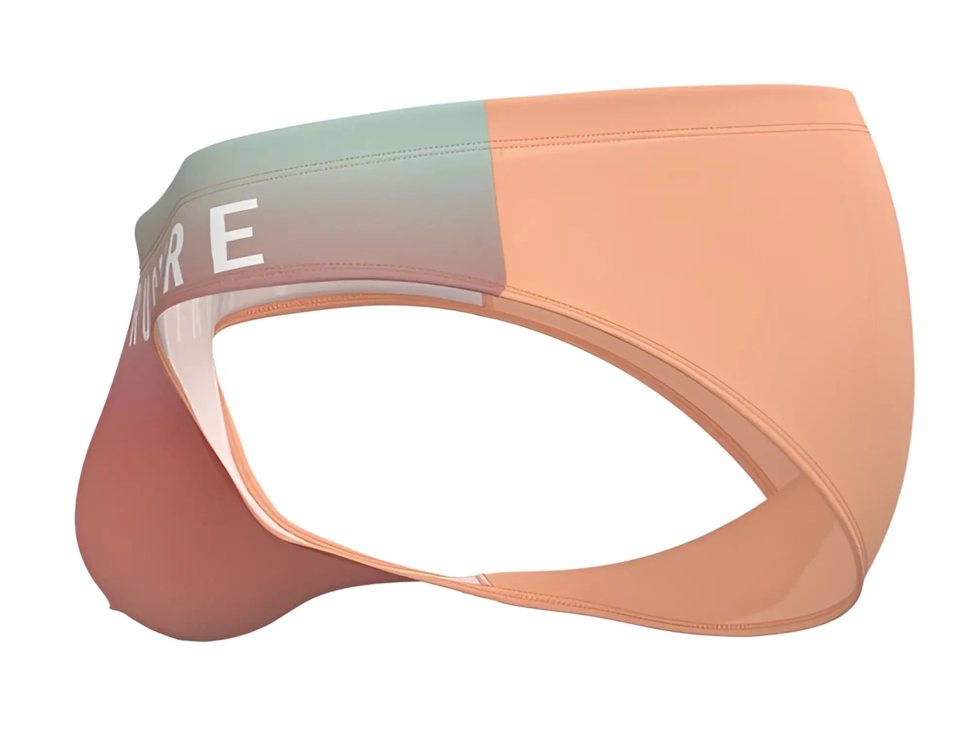 Private Structure BRUT4392 bare bikini pastel peach and mint men’s briefs with sleek modern design in orange color