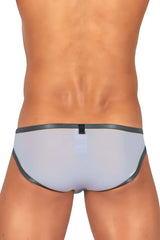 Gray translucent briefs with black trim and central tab from Private Structure BRUT4393 Bare Bikini in lilac color