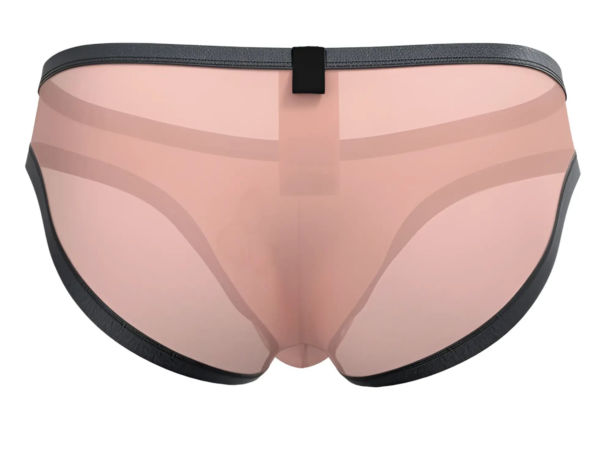 Private Structure BRUT4393 bare bikini in orange sheer mesh briefs with black elastic trim and central tab closure