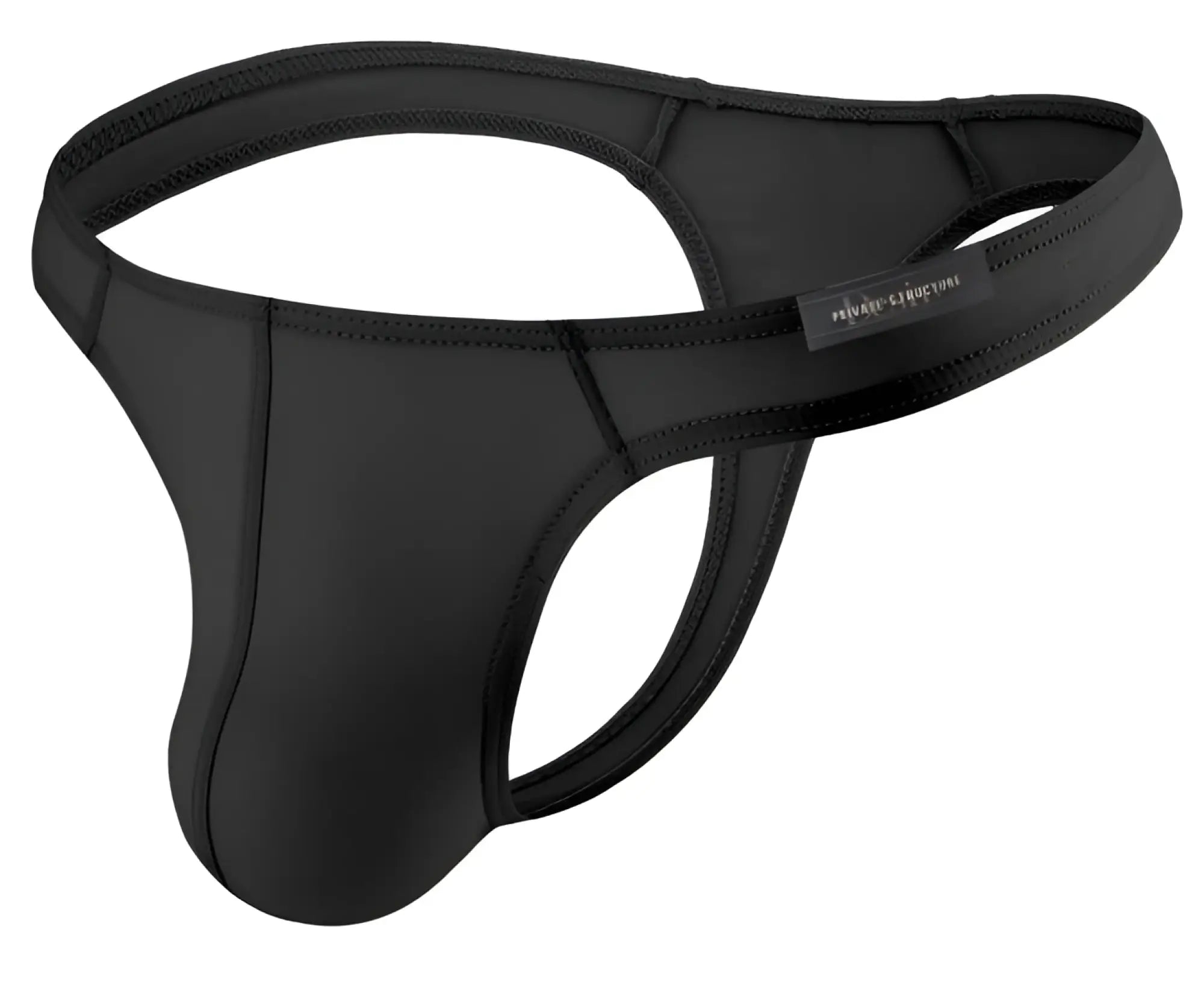 Black neoprene thong private structure dgemu3545bt desire glaze with sleek form fitting design and reinforced stitching