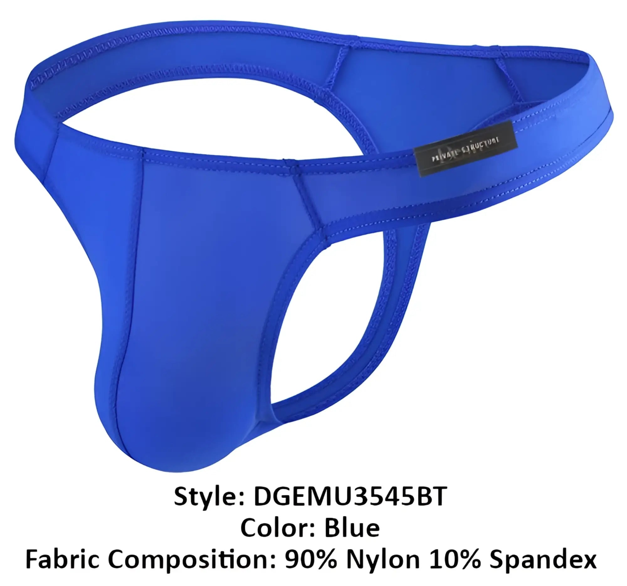 Private Structure DGEMU3545BT desire glaze blue men’s thong made of smooth stretchy 90 nylon 10 spandex fabric
