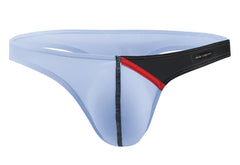 Light blue private structure dguay4025 desire glaze g-string with black and red trim and reinforced stitching