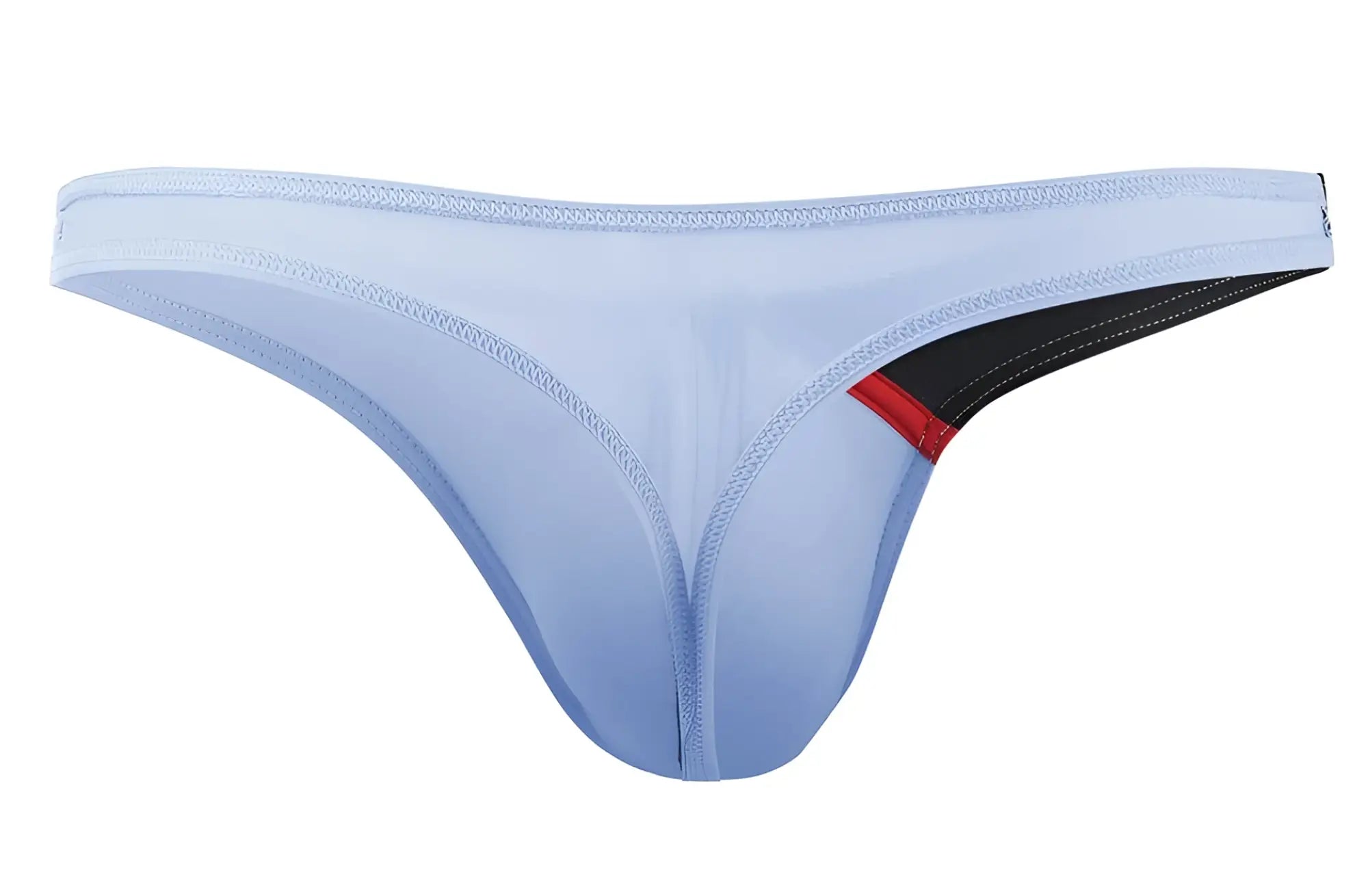 Light blue private structure dgu y4025 desire glaze g-string with black and red accents in smooth stretchy fabric