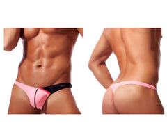 Pink and black private structure dguу4025 desire glaze g-string thong with a sleek minimalist design shown from the back