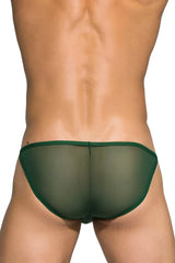 Private Structure DIAMU3454BT desire intima low rise bikini in green sheer mesh with a solid green waistband