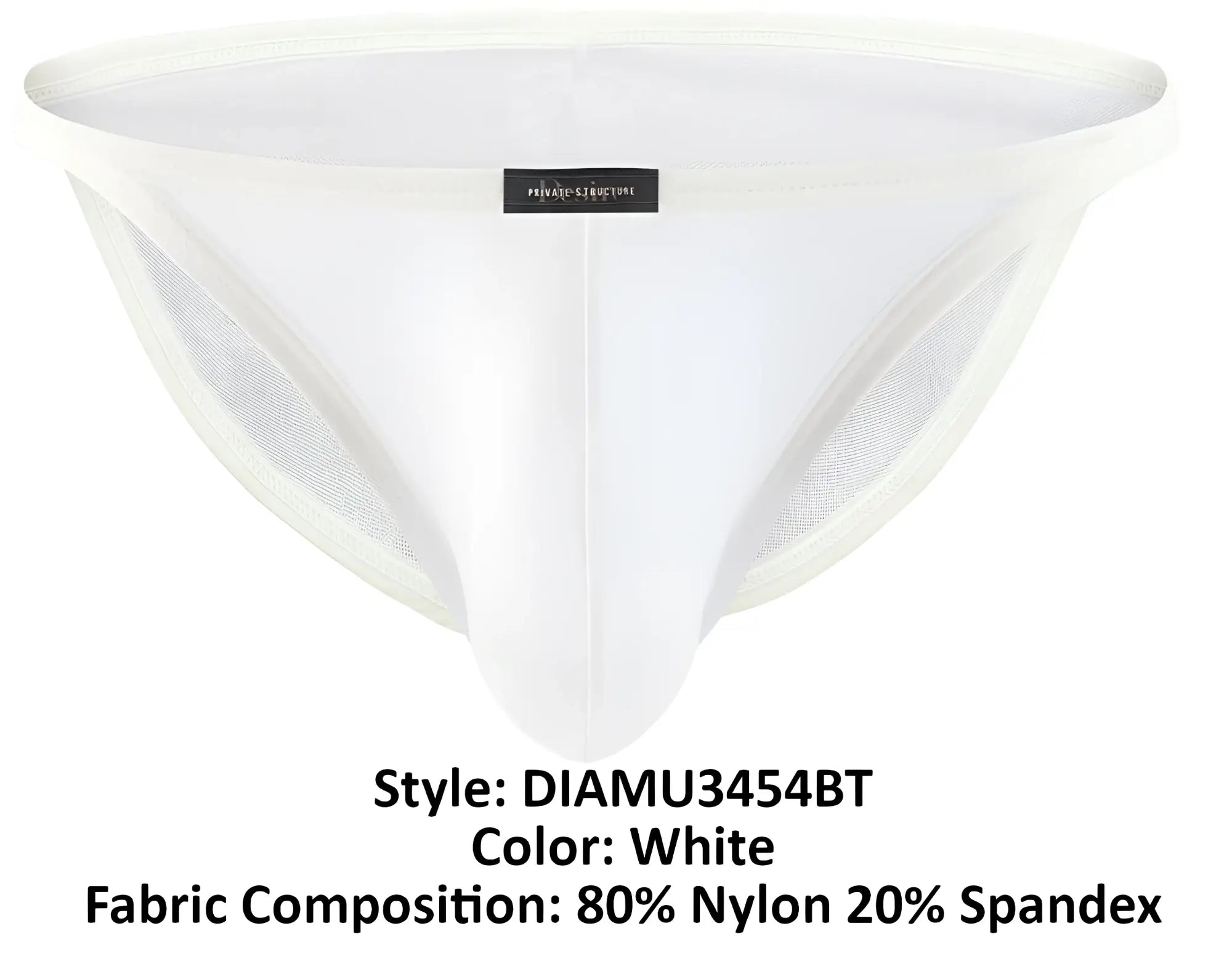 White private structure desire intima low rise bikini briefs with mesh panel made of 80 nylon 20 spandex