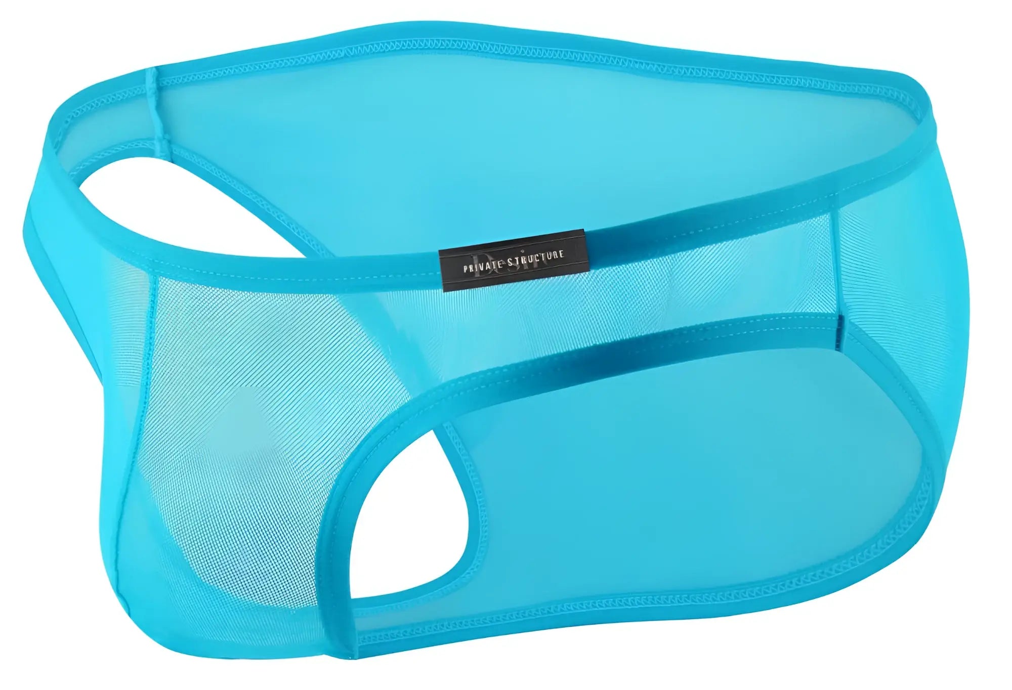 Bright turquoise mesh men’s underwear from Private Structure DIAMU3455BT Desire Intima low rise bikini with elastic waistband
