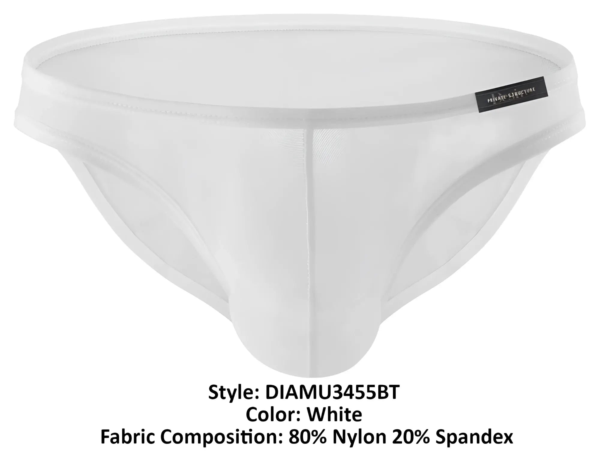 White men’s briefs private structure DIAMU3455BT desire intima low rise bikini in white nylon and spandex with sleek design