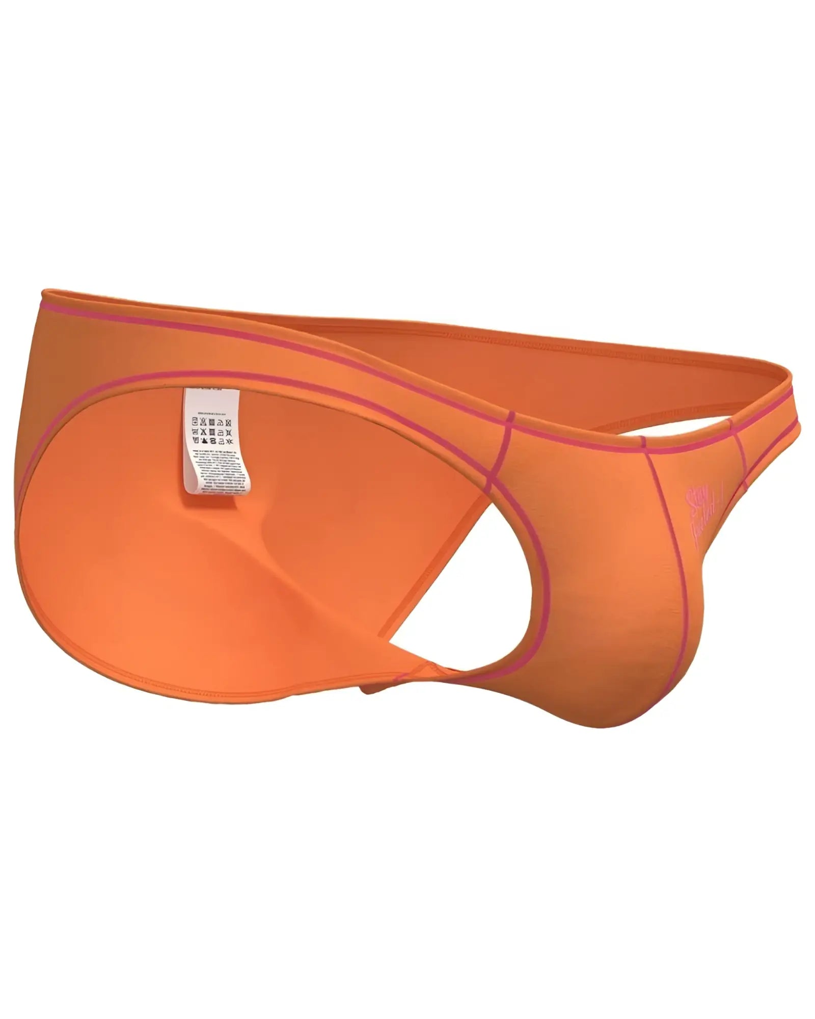 Bright orange Private Structure EPUS4563 Prime Eutopia bikini briefs with pink trim and sleek form-fitting design