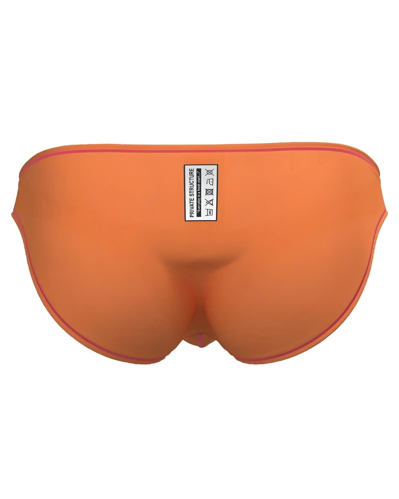 Bright orange private structure epus4563 prime eutopia bikini brief swim trunks with subtle pink trim along waistband and legs