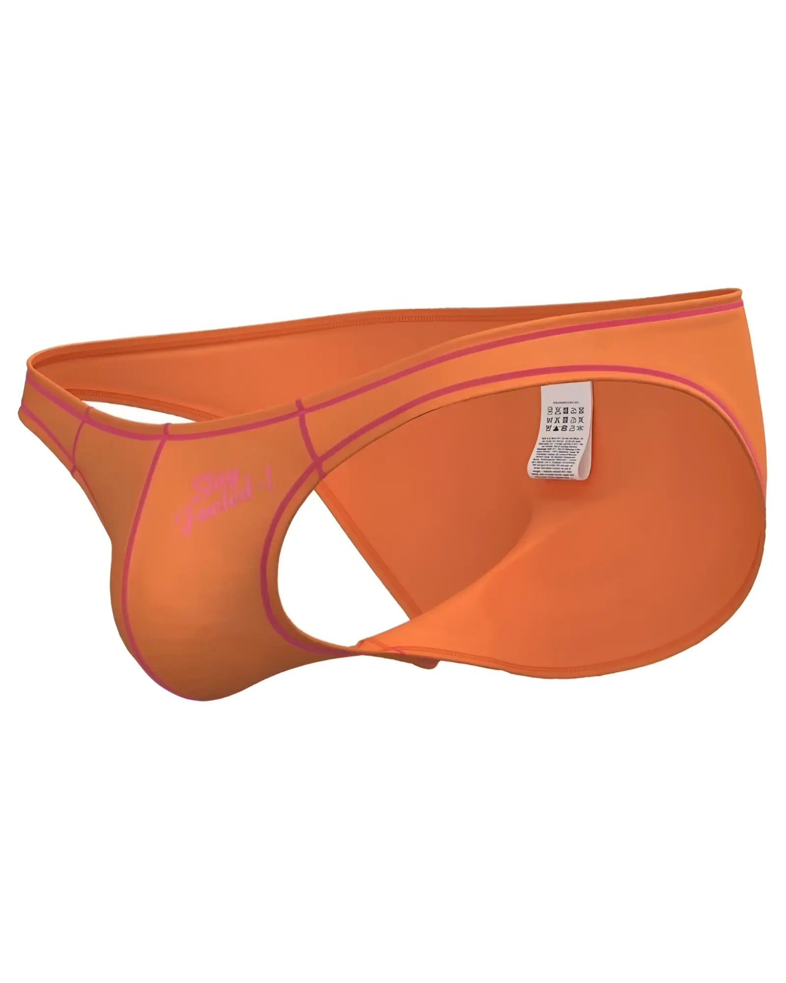 Vibrant orange private structure epus4563 prime eutopia men’s swim trunks with pink trim and modern cut