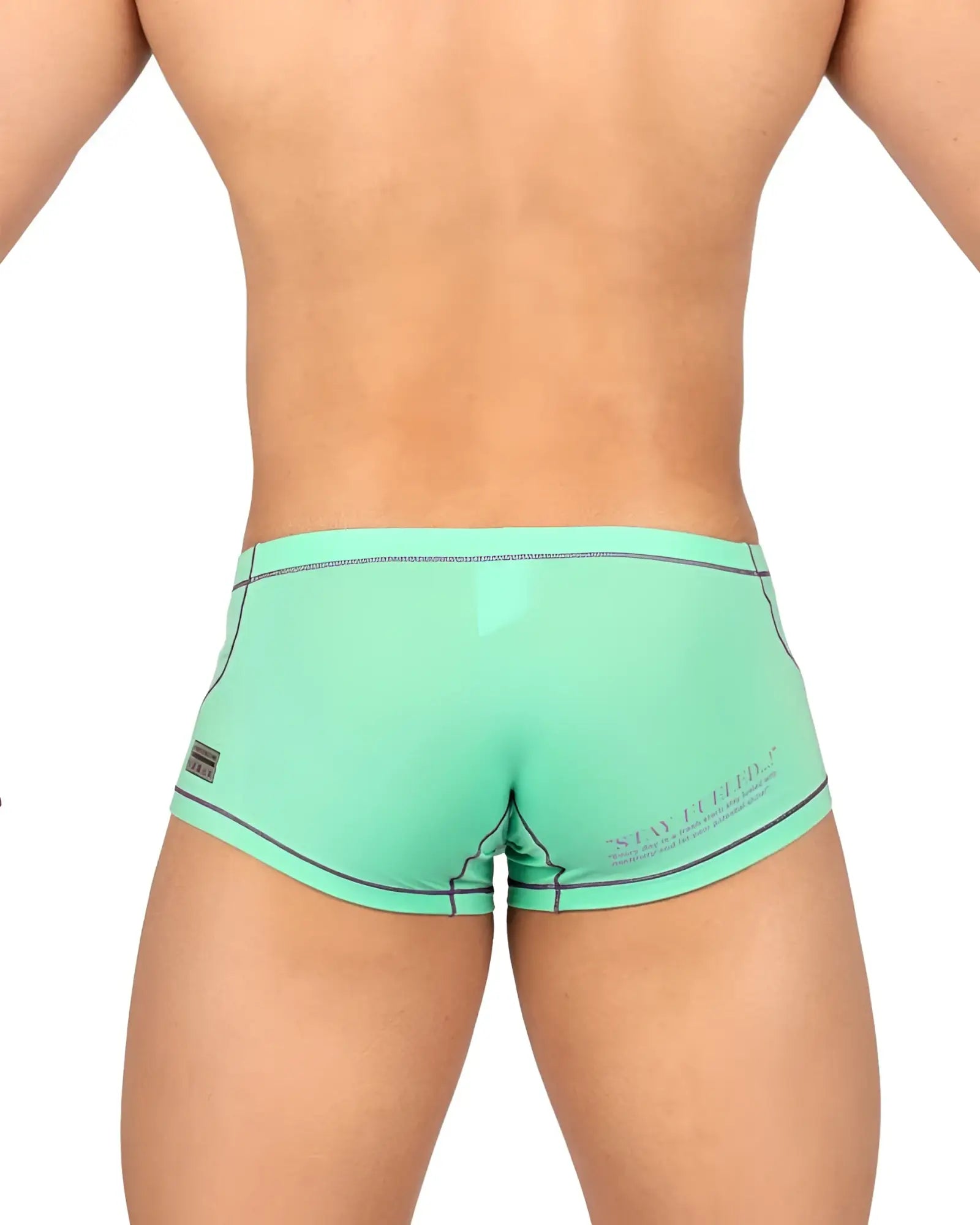 Mint green Private Structure EPUS4570 Prime Elysian hipster briefs with black trim and small brand tag on left side