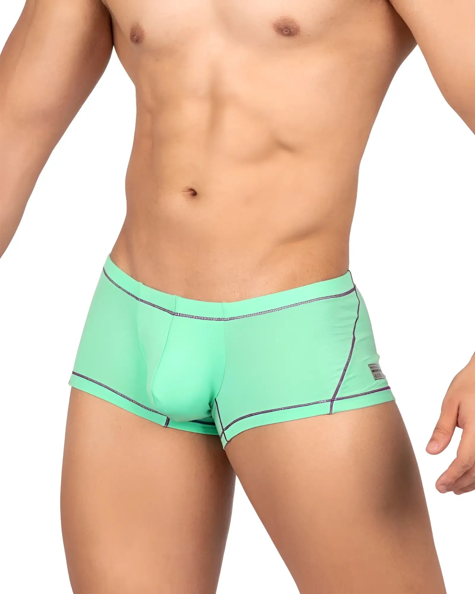 Mint green athletic briefs with black trim and small brand tag on the side private structure epus4570 prime elysian hipster cyan